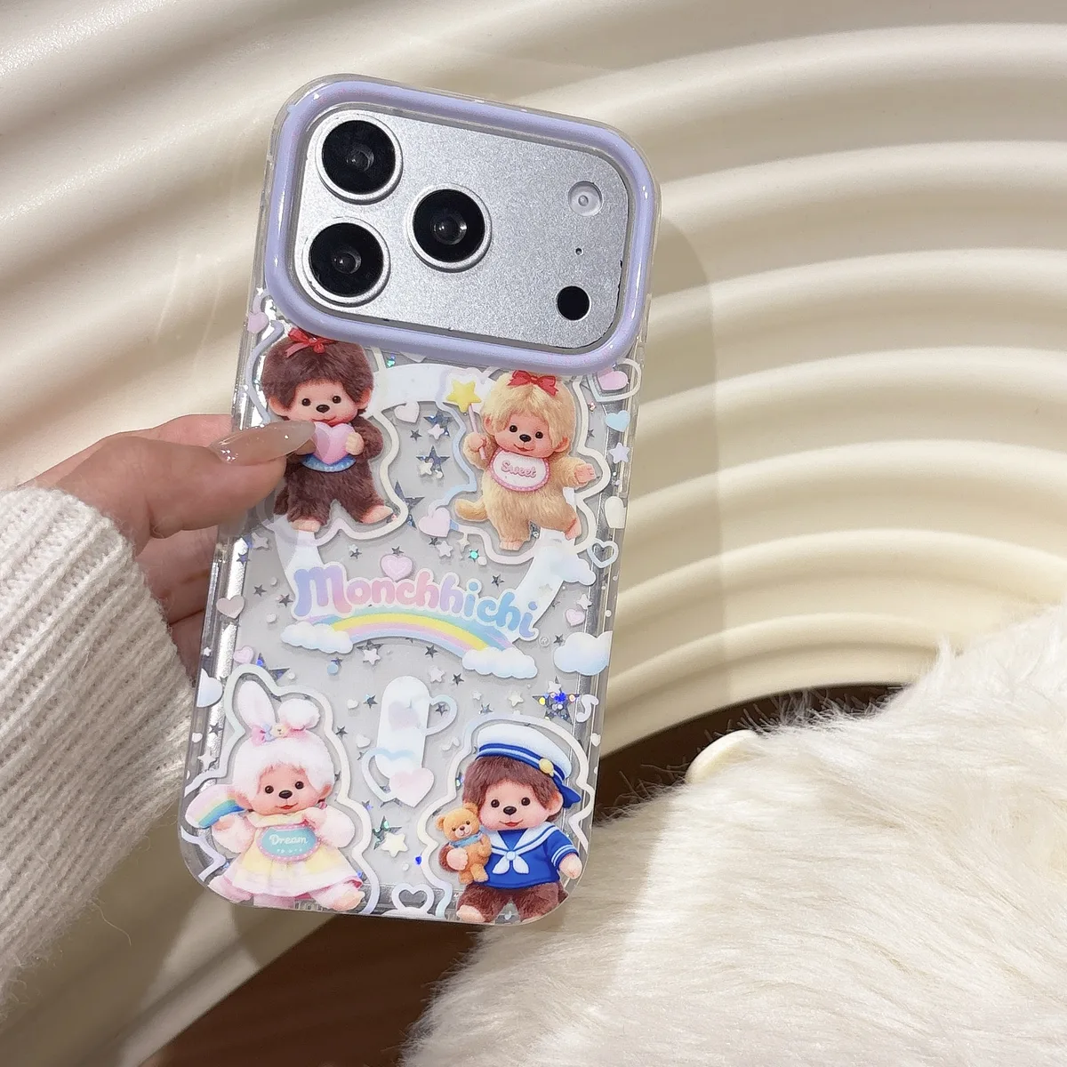 Monchhichi Kawaii Clear Phone Case for iPhone 17 16 15 14 13 Pro Max